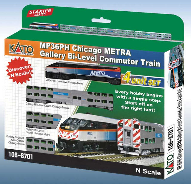 Chicago Metra Bi-Level Commuter Train Sound, DCC & Lights -- MP36PH, 2 Bi-Level Coaches, Bi-Level Cab Car