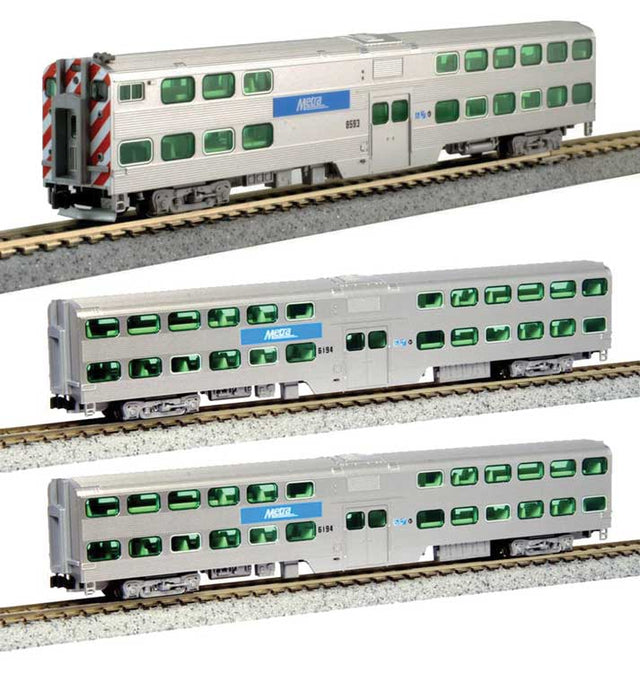 Gallery Bi-Level Commuter Train 3-Car Set w/Sound Cab Car - Ready to Run