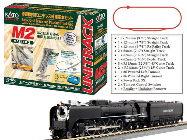 Union Pacific 4-8-4 FEF-3 Starter Set - Standard DC -- Loco, M2 unitrack Oval with Siding, Power Pack SX