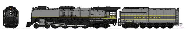 Class FEF-3 4-8-4 - Standard DC -- Union Pacific #8444 (Greyhound 2-Tone Gray)