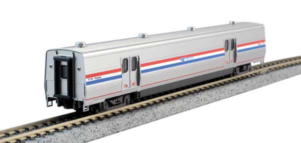 Viewliner II Baggage Car - Ready to Run -- Amtrak 61024 (Phase III: Stainless; red, white, blue; Travelscape Logo)