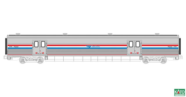 Viewliner II Baggage Car - Ready to Run -- Amtrak #61061 (Phase III; Stainless; red, white, blue; Travelscape Logo)