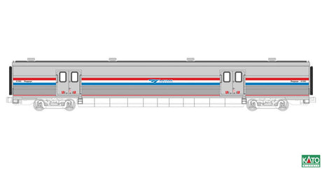 Viewliner II Baggage Car - Ready to Run -- Amtrak #61065 (Phase III; Stainless; red, white, blue; Travelscape Logo)