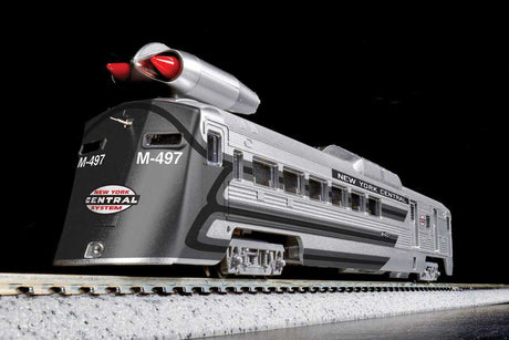 Jet Powered RDC - Sound and DCC - Interior Lights -- New York Central #M-497 (Black Beetle, stainless, black, gray)-1