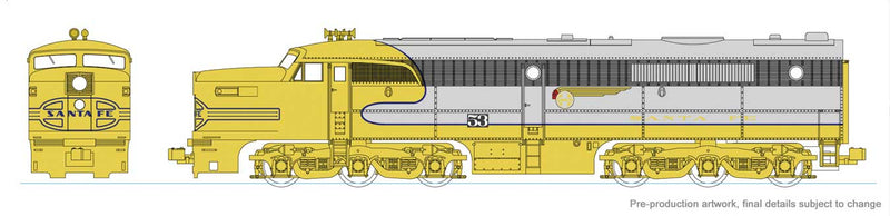 Alco PA1 - ESU LokSound and DCC -- Santa Fe 53L (Goldbonnet Promotional Scheme, silver, gold)