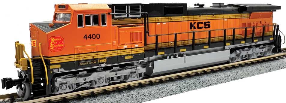 GE C44-9W - Standard DC -- Kansas City Southern #4400 (Ex-BNSF Patch, orange, black, yellow, KCS Logo)