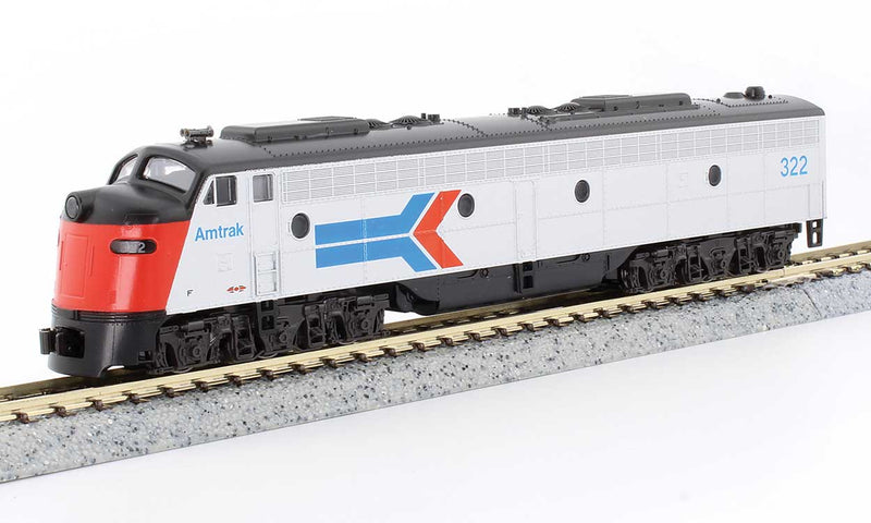 EMD E8A w/Single Headlight & Passenger Pilot - Sound and DCC -- Amtrak #322 (Phase I, silver, red, blue, black)
