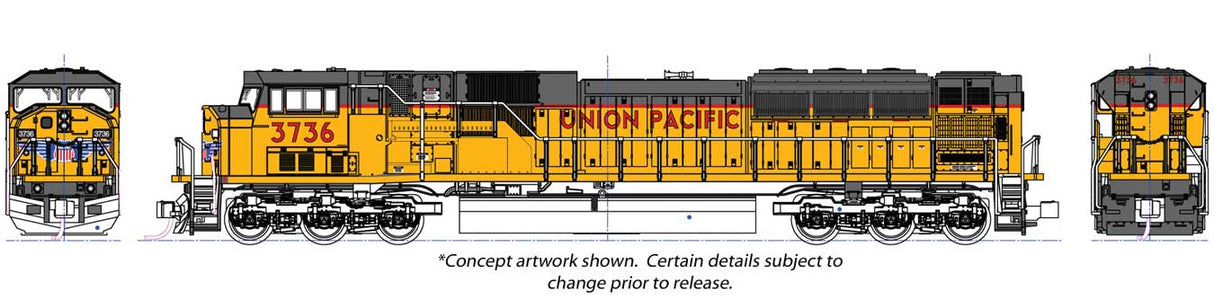 EMD SD90/43MAC - Sound and DCC -- Union Pacific #3750 (Armour Yellow, gray, red)