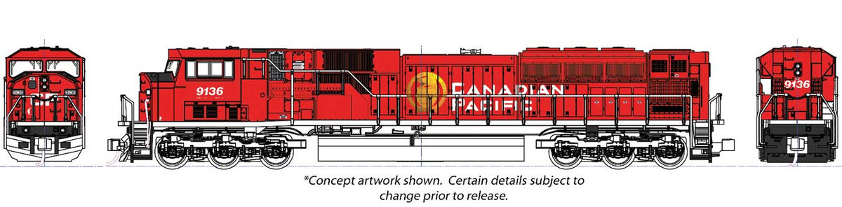 EMD SD90/43MAC - Standard DC -- Canadian Pacific #9155 (red, white, gold)