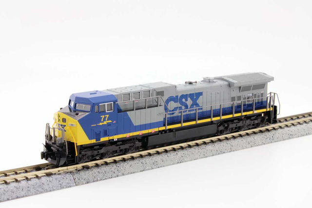 GE AC4400CW Low Numberboards - Standard DC -- CSX #77 (YN1, gray, blue, yellow)