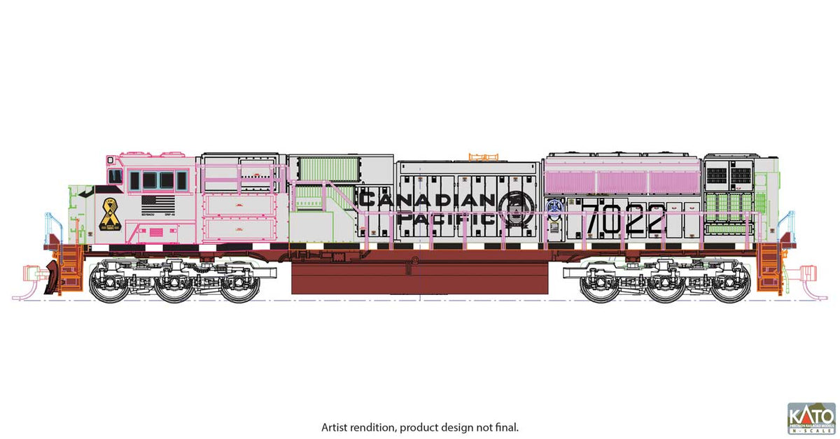EMD SD70ACU - Standard DC -- Canadian Pacific #7022 (Military Heritage, Navy, gray, black, maroon, yellow