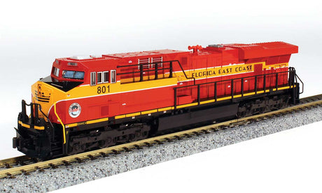 GE ES44AC GEVO - Standard DC -- Florida East Coast #801 (red, yellow, black)