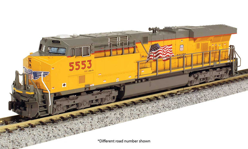 GE ES44AC GEVO - Standard DC -- Union Pacific #5400 (Armour Yellow, gray; U.S. Flag, "Building America" Logo)