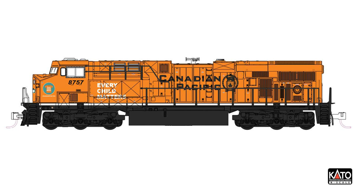 GE ES44AC GEVO - Sound and DCC -- Canadian Pacific #8757 (Every Child Matters, orange, black, white)