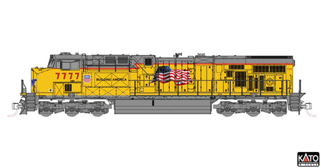 GE ES44AC GEVO - Sound and DCC -- Union Pacific #7777 (Armour Yellow, gray, US Flag, Building America)