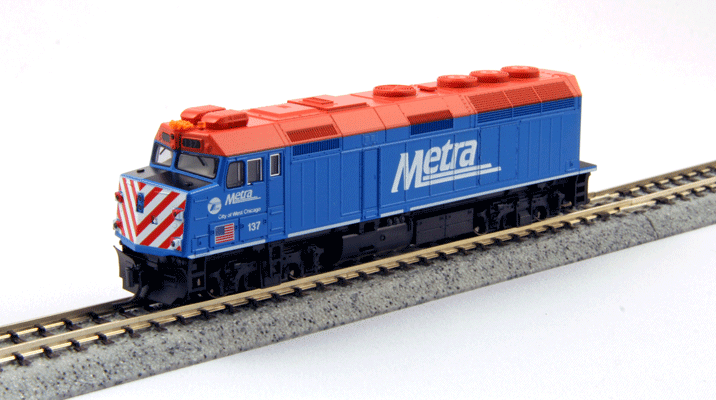 EMD F40PH Commuter Version - Standard DC -- Metra Chicago #137 "City of West Chicago" (blue, red, white)