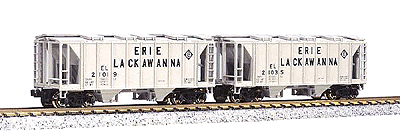 AC&F 70-Ton Closed-Side Covered Hopper 2-Car Set -- Erie Lackawanna #21019, 21035