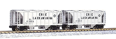 AC&F 70-Ton Closed-Side Covered Hopper 2-Car Set -- Erie Lackawanna #21028, #21047