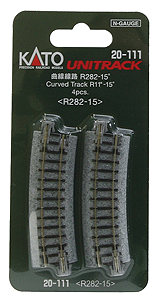 Curved Roadbed Track Section - Unitrack -- 15-Degree, 11"  181mm Radius pkg(4)