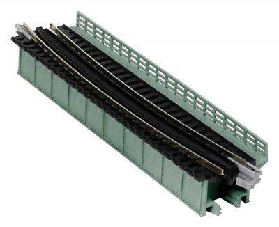 Single-Track Curved Deck-Girder Bridge, Code 80 Track - Assembled - Unitrack -- 19"  481mm Radius, 15 Degrees (gray)