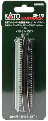 Curved Deck Girder Bridge - Unitrack -- Light Green 19" Radius R481 15-Degrees