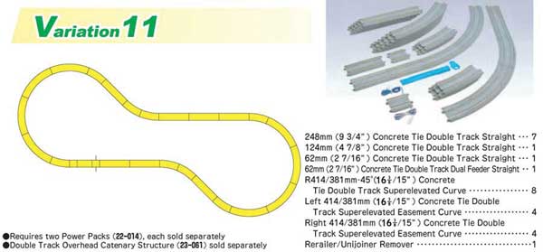 V11 Double Track Set - Unitrack -- Concrete Ties, Requires 2 Power Packs (Sold Separately)