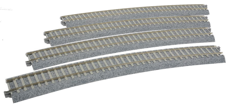 Superelevated Curve Track w/Concrete Ties - Unitrack -- 28-3/4"  730mm Radius, 22.5 Degree Sections pkg(4)