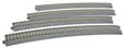 Superelevated Easement Curve Track w/Concrete Ties - Unitrack -- 28-3/4"  730mm Radius, 22.5 Degree Sections, 1 Each Left & Right