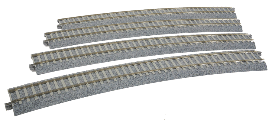 Superelevated Easement Curve Track w/Concrete Ties - Unitrack -- 31-1/8"  790mm Radius, 22.5 Degree Sections, 1 Each Left & Right