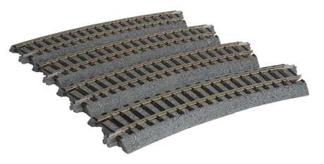 Curved Roadbed Track Section - Unitrack -- 22.5-Degree Section, 14-1/2"  370mm Radius pkg(4)