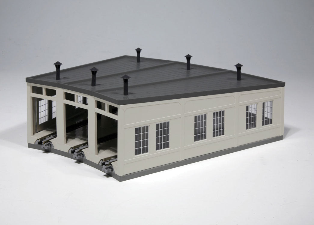 Three-Stall Concrete Roundhouse -- Kit - 7-7/8"  20cm Deep, 10-Degree Stalls