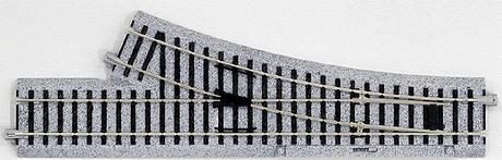 Manual Turnout - Unitrack -- Right Hand 9-3/4"  246mm Long, 19-1/4"  490mm Radius