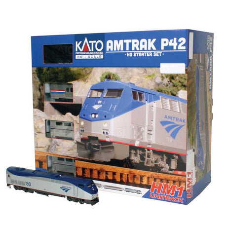 Amtrak P42 Superliner Starter Set - Standard DC -- Amtrak #161 (Phase V) Viewliner Baggage, 2 Superliners, Unitrack Oval, Pack