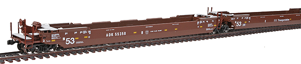Gunderson Maxi IV 3-Unit Well Car - Ready to Run -- Arkansas-Oklahoma/III Transportation AOK #55358 (brown)
