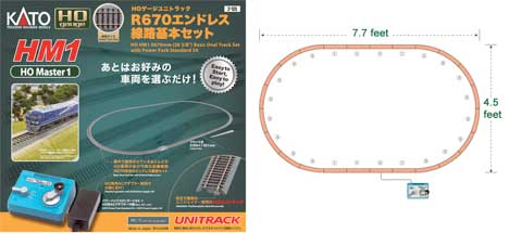 HM1 Basic Oval Set with Power Pack SX - Unitrack -- 4-1/2 x 7-3/4' Setup Size - 26-3/8"  67cm Radius Curves