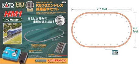 HM1 Basic Oval Set with Power Pack SX - Unitrack -- 4-1/2 x 7-3/4' Setup Size - 26-3/8"  67cm Radius Curves
