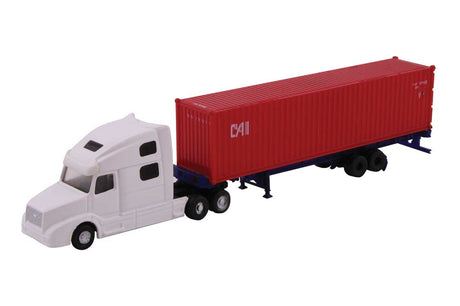 Volvo VN780 Tractor w/40' Corrugated Container on Chassis -- White Tractor w/CAI International Container (Red)-2