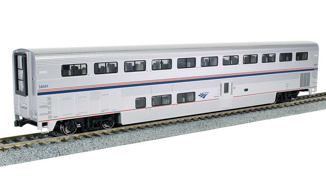 Superliner I Coach - Ready to Run -- Amtrak #34035 (Phase VI; silver, blue, red)