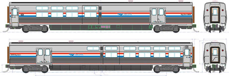 Viewliner II Baggage-Dormitory- Lighted - Ready to Run -- Amtrak #69009 (Phase III silver; red, white, blue)