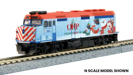 EMD F40PH Commuter Version - Standard DC -- Metra #133 (Operation North Pole Christmas 2016, blue, red, white)