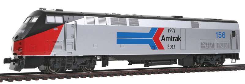 GE P42 Genesis w/ESU LokSound & DCC -- Amtrak #156 (40th Anniversary Phase I; silver, red Nose, Large Arrow Logo)