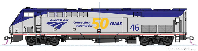 GE P42 Genesis - LokSound and DCC -- Amtrak 46 (50th Anniversary Scheme, Phase V Late, silver, blue, gray)