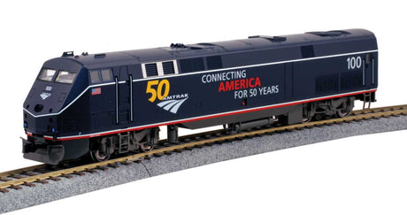 GE P42 Genesis - Sound, DCC, Working Ditch Lights -- Amtrak #100 (50th Anniversary Scheme, Midnight Blue)