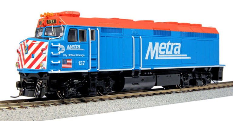 EMD F40PH Commuter Version - Standard DC -- Chicago Metra #137 "City of West Chicago" (blue, red, white)