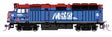 EMD F40PH Commuter Version - Standard DC -- Chicago Metra #142 (blue, red, white)