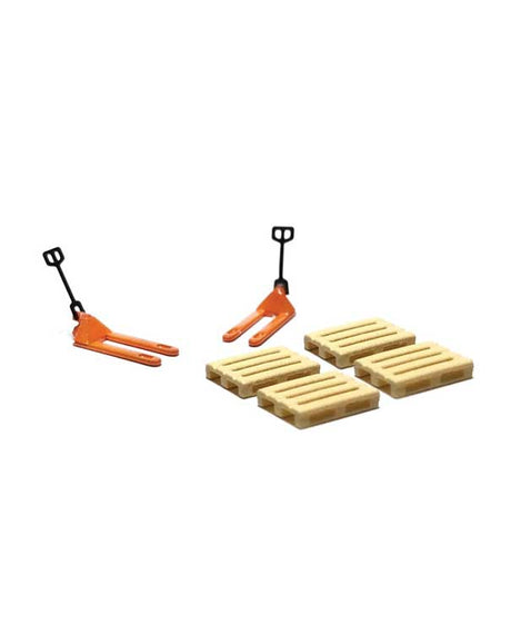 2 Pallet Jacks & 4 Pallets -- Orange Jacks