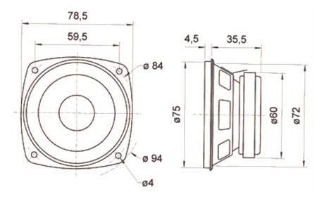 Speaker for LokSound XL V3.5 and 4.0 Decoders -- Visaton FRS8,  3-1/16"  78mm Round No Chamber, 8 Ohm for G Scale-2