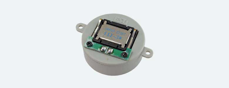 Round Speaker with Enclosure -- 4 Ohm, 1-1/8 Diameter x 7/16"  28mm Diameter x 11mm
