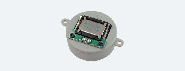 Round Speaker with Enclosure -- 4 Ohm, 1-1/8 Diameter x 7/16"  28mm Diameter x 11mm