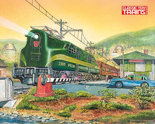 Classic Toy Trains Lionel GG1 at Lionelville Station Print by Robert Sherman -- 16 x 20"  40.6 x 50.8cm